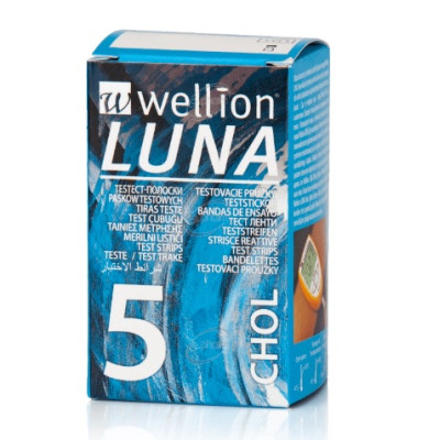 Тест-полоски Wellion Luna Duo / Trio для тестирования уровня холестерина в крови, 5 штук