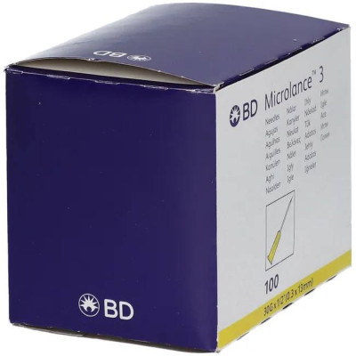 Игла с креплением Luer-Lock для мезотерапии | карбокситерапии BD Microlance 30G 1/2 (0,3х13 мм), 100 шт.