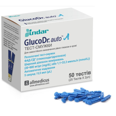 Тест-полоски GlucoDr auto AGM 4000, 50 шт. + Ланцеты медицинские для прокола пальца (10 шт.)