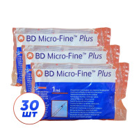 Шприцы инсулиновые с интегрированной иглой BD Micro-Fine Plus 1 мл U-100 (12.7 мм х 29G), 30 шт.