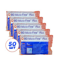 Шприцы инсулиновые с интегрированной иглой BD Micro-Fine Plus 1 мл U-100 (12.7 мм х 29G), 50 шт.