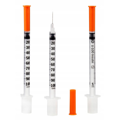 Шприцы инсулиновые с интегрированной иглой BD Micro-Fine Plus 1 мл U-100 (8 мм х 30G), 100 шт.