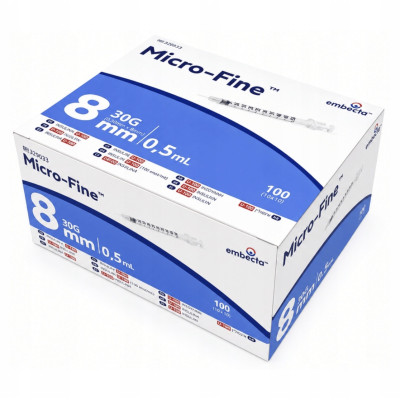 Шприц инсулиновый BD Micro-Fine Plus 0.5 мл U-100 (30G) x 8 мм., 100 шт.