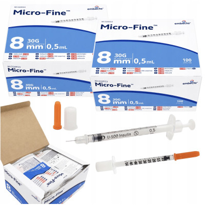 Шприц інсуліновий BD Micro-Fine Plus 0.5 мл U-100 (30G) x 8мм., 200 шт.