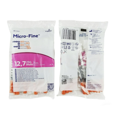Шприцы инсулиновые с интегрированной иглой BD Micro-Fine Plus 1 мл U-100 (12.7 мм х 29G), 100 шт.