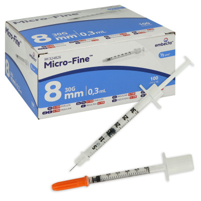 Шприц инсулиновый BD Micro-Fine Plus Demi 0,3мл*8мм (100 шт.)
