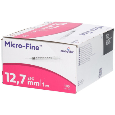 Шприцы инсулиновые с интегрированной иглой BD Micro-Fine Plus 1 мл U-100 (12.7 мм х 29G), 100 шт.
