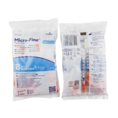 Шприц инсулиновый BD Micro-Fine Plus Demi 0,3мл*8мм (100 шт.)