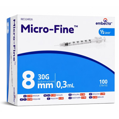 Шприц инсулиновый BD Micro-Fine Plus Demi 0,3мл*8мм (100 шт.)