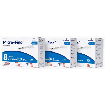 Шприц инсулиновый BD Micro-Fine Plus Demi 0,3мл*8мм (300 шт.)