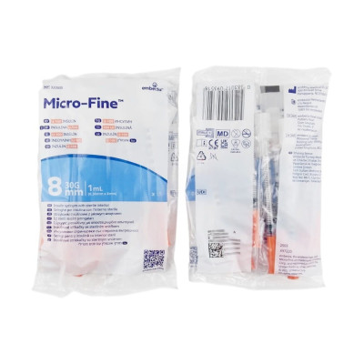 Шприцы инсулиновые с интегрированной иглой BD Micro-Fine Plus 1 мл U-100 (8 мм х 30G), 50 шт.