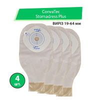 Калоприемник Convatec Stomadress Plus | Стомадресс Плюс (однокомпонентный, открытый, непрозрачный) вырез 19-64 мм, 4 шт.
