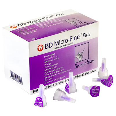 Иглы для инсулиновых ручек "МикроФайн" 5 мм (31G x 0,25 мм), 100 шт.