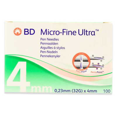 Иглы для инсулиновых шприцов "BD Micro-Fine Ultra" 4 мм (32G x 0,23 мм), 300 шт.