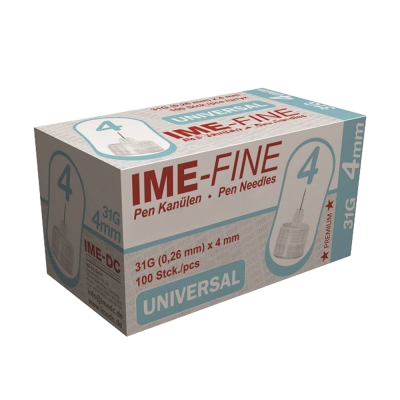 Иглы инсулиновые для шприц-ручек "Ime-Fine" 4 мм (31G x 0,26 мм), 100 шт.