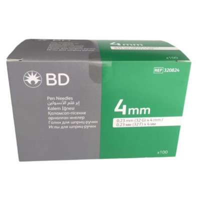 Иглы для инсулиновых шприцов "BD Microfine Thin Wall" 4 мм (32G x 0,23 мм), 100 шт.