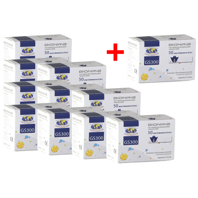 Набор 10+1! Тест-полоски "Bionime GS 300" (550 шт.)