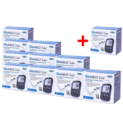 Набор 10+1! Тест-полоски "Gluneo Lite" (550 шт.)