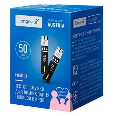 Тест-полоски Longevita Family (Лонгевита Фемели), 50 шт.