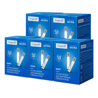 Набор Тест-полосок "Лонгевита Смарт" 5 уп. (250 шт.) Набор Тест-полосок "Лонгевита Смарт" 5 уп. (250 шт.)