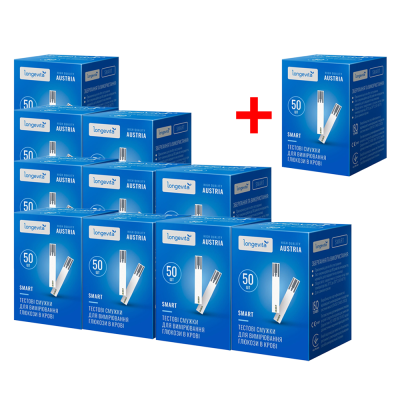 Набор 10+1! Тест-полоски "Longevita Smart" (550 шт.) Набор 10+1! Тест-полоски "Longevita Smart" (550 шт.)