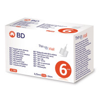 Иглы для инсулиновых ручек "BD Microfine Thin Wall" 6 мм (31G x 0,25 мм), 100 шт.