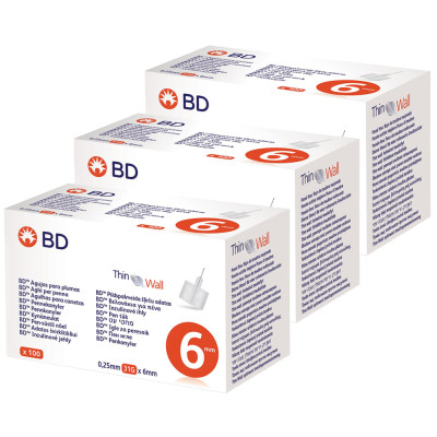Иглы для инсулиновых ручек "BD Microfine Thin Wall" 6 мм (31G x 0,25 мм), 300 шт. Иглы для инсулиновых ручек "BD Microfine Thin Wall" 6 мм (31G x 0,25 мм), 300 шт.