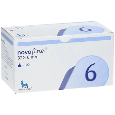 Иглы Новофайн (Novofine) 6 мм 32G, 100 шт.