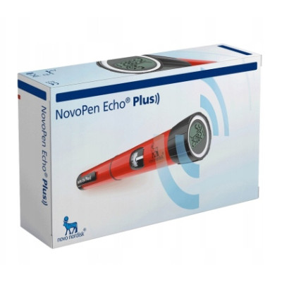 Шприц-ручка красная NovoPen Echo Plus с шагом 0.5 ед (с памятью и NFC)