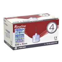 Иглы для инсулиновых шприц-ручек Rinafine (Ринафайн) размер 32G (0.23 мм x 4 мм), 100 шт.