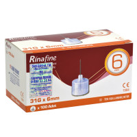 Голки для інсулінових шприц-ручок Rinafine (Рінафайн) розмір 31G (0.25 мм x 6 мм), 100 шт.