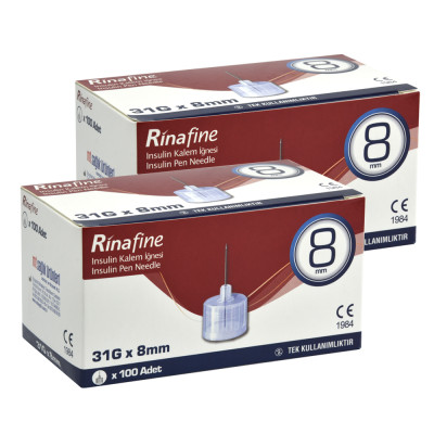 Иглы для инсулиновых шприц-ручек Rinafine (Ринафайн) размер 31G (0.25 мм x 8 мм), 200 шт.