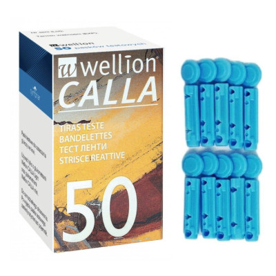 Тест-полоски Веллион Калла (Wellion Calla) 50 шт. + Ланцеты медицинские для прокола пальца (10 шт.)